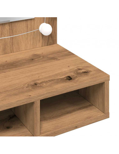 Mobile a Specchio con LED Rovere Artigianale 90x31,5x62 cm