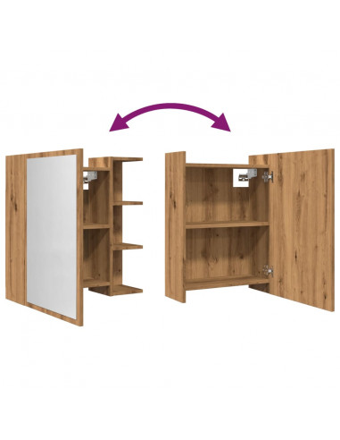 Mobile Bagno con Specchio Rovere 62,5x20,5x64 cm Multistrato