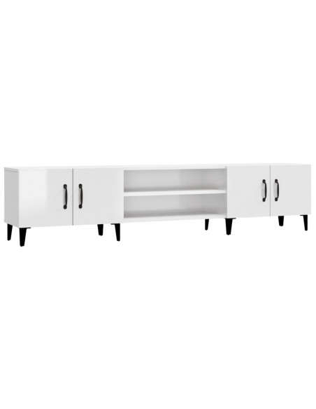 Mobile Porta TV Bianco Lucido 180x31,5x40 cm Legno Multistrato