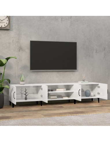Mobile Porta TV Bianco Lucido 180x31,5x40 cm Legno Multistrato