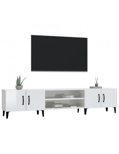 Mobile Porta TV Bianco Lucido 180x31,5x40 cm Legno Multistrato