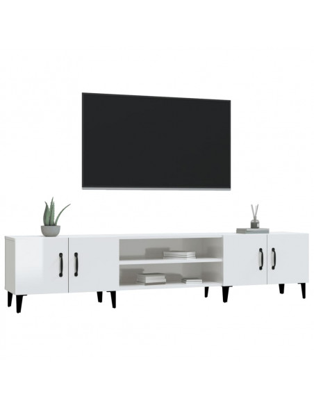 Mobile Porta TV Bianco Lucido 180x31,5x40 cm Legno Multistrato