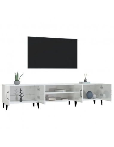 Mobile Porta TV Bianco Lucido 180x31,5x40 cm Legno Multistrato