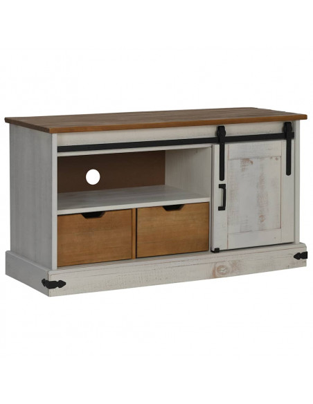 Mobile Porta TV HALDEN con Anta Scorrevole Bianco 110x40x60 cm