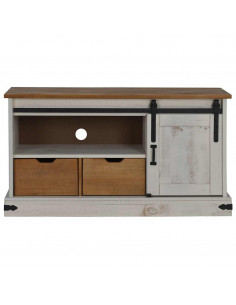 Mobile Porta TV HALDEN con Anta Scorrevole Bianco 110x40x60 cm 2