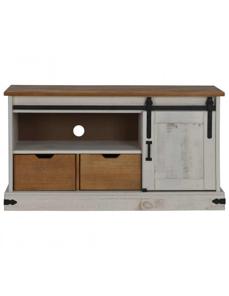 Mobile Porta TV HALDEN con Anta Scorrevole Bianco 110x40x60 cm