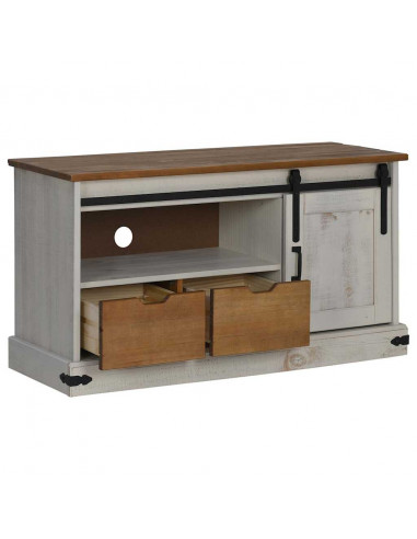 Mobile Porta TV HALDEN con Anta Scorrevole Bianco 110x40x60 cm