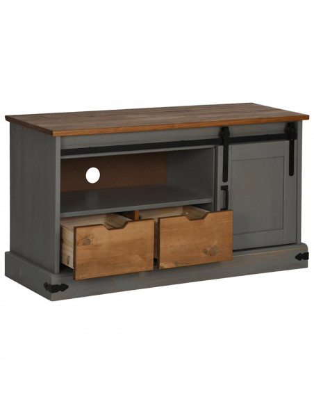 Mobile Porta TV HALDEN con Anta Scorrevole Grigio 110x40x60 cm