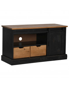 Mobile Porta TV HALDEN con Anta Scorrevole Nero 110x40x60 cm