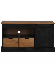 Mobile Porta TV HALDEN con Anta Scorrevole Nero 110x40x60 cm 2