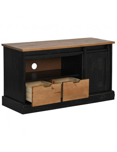 Mobile Porta TV HALDEN con Anta Scorrevole Nero 110x40x60 cm