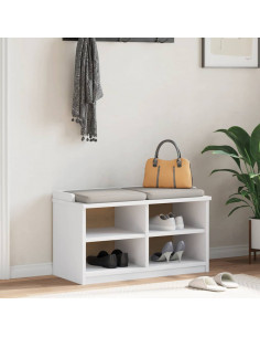 Panca da Corridoio SANDNES Bianca 87x40x50 cm in Legno di Pino 2