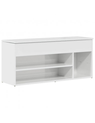 Panca Porta Scarpe Bianco Lucido 102x30,5x45 cm Truciolato