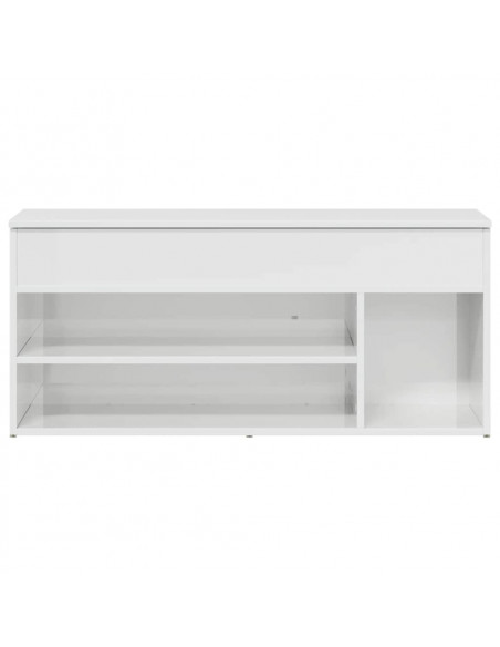Panca Porta Scarpe Bianco Lucido 102x30,5x45 cm Truciolato