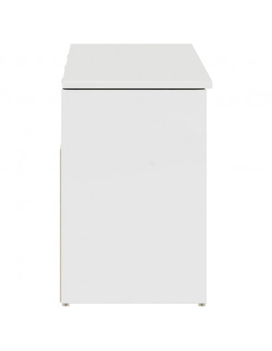 Panca Porta Scarpe Bianco Lucido 102x30,5x45 cm Truciolato