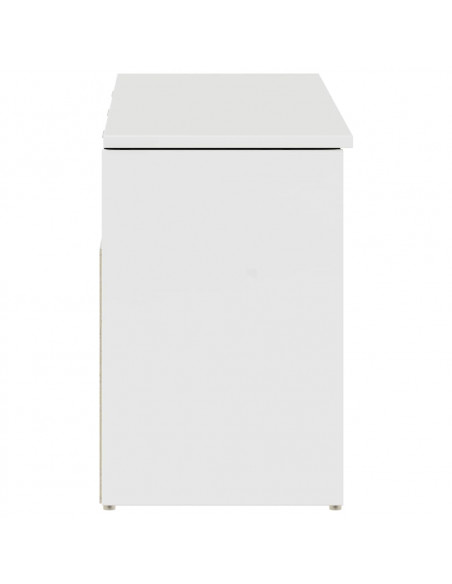 Panca Porta Scarpe Bianco Lucido 102x30,5x45 cm Truciolato