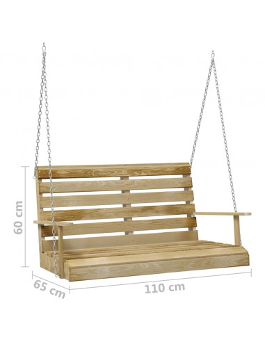 Panchina a Dondolo 110 cm in Legno di Pino Impregnato