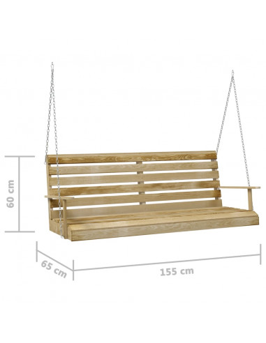 Panchina a Dondolo in Legno di Pino Impregnato 55x65x60 cm