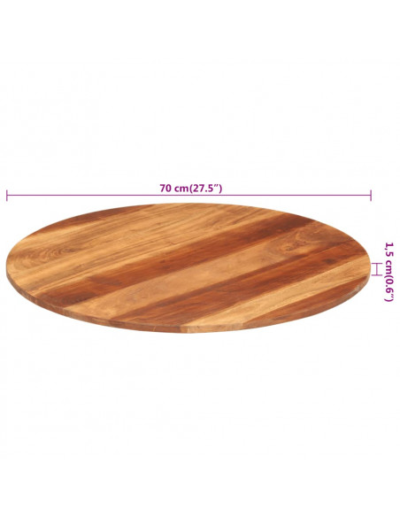 Piano Tavolo in Legno Massello di Acacia Rotondo 15-16 mm 70 cm
