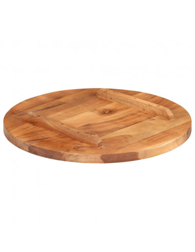 Piano Tavolo in Legno Massello di Acacia Rotondo 25-27 mm 50 cm
