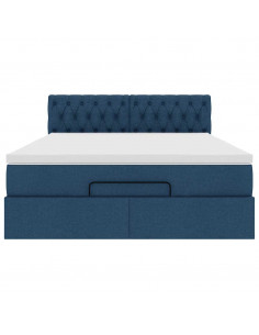 Pouf Letto con Materasso e LED Blu 140x190 cm 2