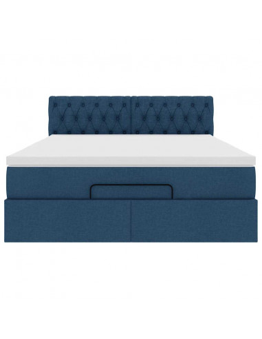 Pouf Letto con Materasso e LED Blu 140x190 cm