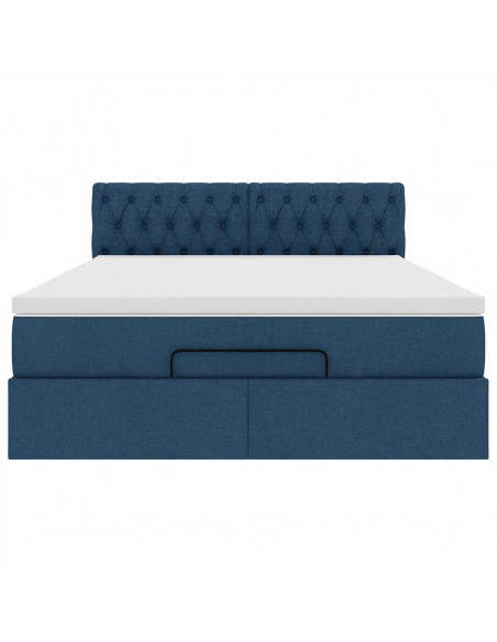 Pouf Letto con Materasso e LED Blu 140x190 cm