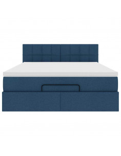 Pouf Letto con Materasso e LED Blu 140x190 cm 2