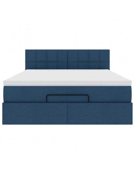 Pouf Letto con Materasso e LED Blu 140x190 cm