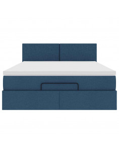 Pouf Letto con Materasso e LED Blu 140x190 cm