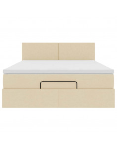 Pouf Letto con Materasso Crema 140x190 cm in Tessuto 2