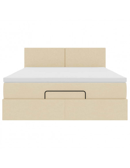 Pouf Letto con Materasso Crema 140x190 cm in Tessuto