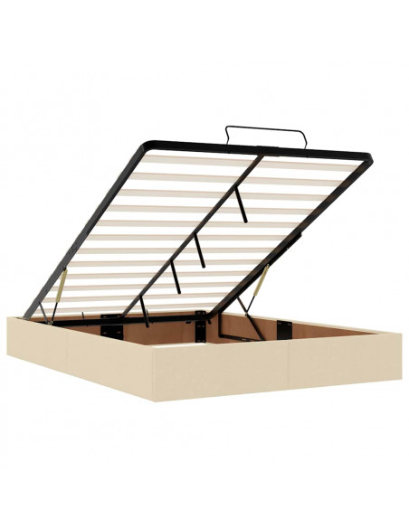 Pouf Letto con Materasso Crema 140x190 cm in Tessuto