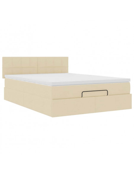 Pouf Letto con Materasso Crema 140x190 cm in Tessuto