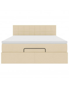 Pouf Letto con Materasso Crema 140x190 cm in Tessuto 2