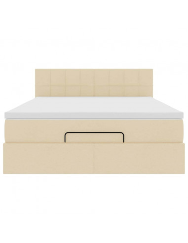 Pouf Letto con Materasso Crema 140x190 cm in Tessuto