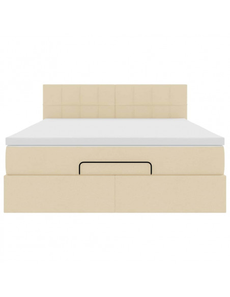 Pouf Letto con Materasso Crema 140x190 cm in Tessuto