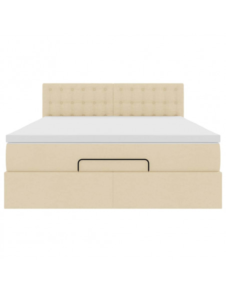 Pouf Letto con Materasso Crema 140x190 cm in Tessuto