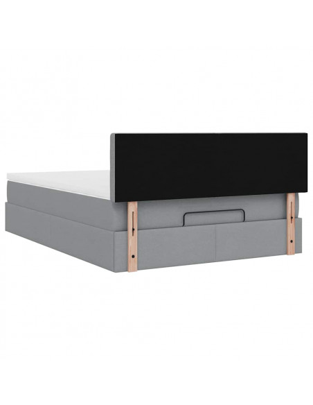 Pouf Letto con Materasso Grigio Chiaro 140x190 cm in Tessuto