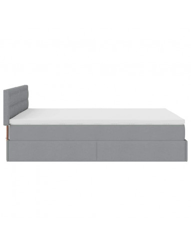 Pouf Letto con Materasso Grigio Chiaro 140x190 cm in Tessuto