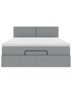 Pouf Letto con Materasso Grigio Chiaro 140x190 cm in Tessuto 2