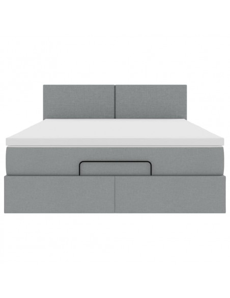 Pouf Letto con Materasso Grigio Chiaro 140x190 cm in Tessuto