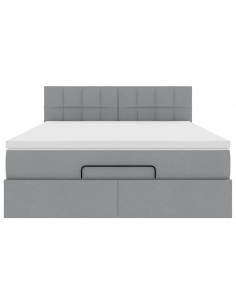 Pouf Letto con Materasso Grigio Chiaro 140x190 cm in Tessuto 2