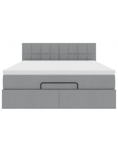 Pouf Letto con Materasso Grigio Chiaro 140x190 cm in Tessuto