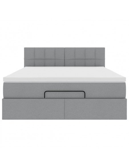 Pouf Letto con Materasso Grigio Chiaro 140x190 cm in Tessuto