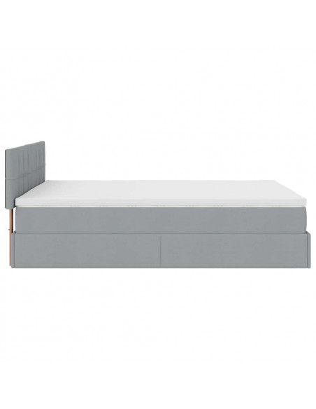 Pouf Letto con Materasso Grigio Chiaro 140x190 cm in Tessuto