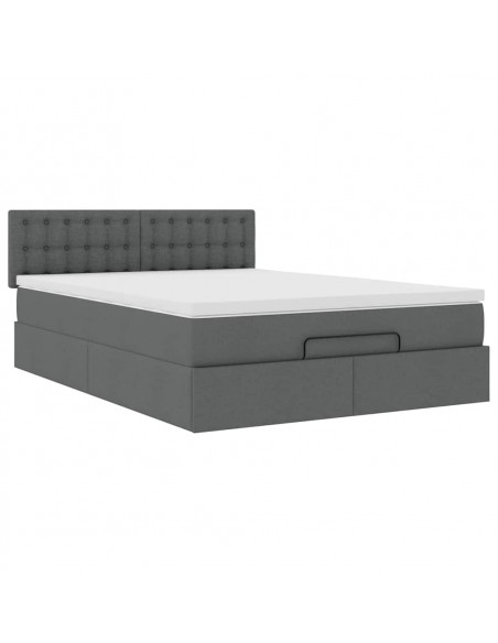 Pouf Letto con Materasso Grigio Scuro 140x190 cm in Tessuto