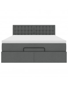 Pouf Letto con Materasso Grigio Scuro 140x190 cm in Tessuto 2