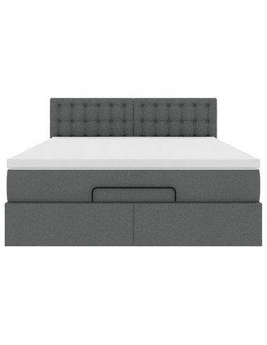 Pouf Letto con Materasso Grigio Scuro 140x190 cm in Tessuto