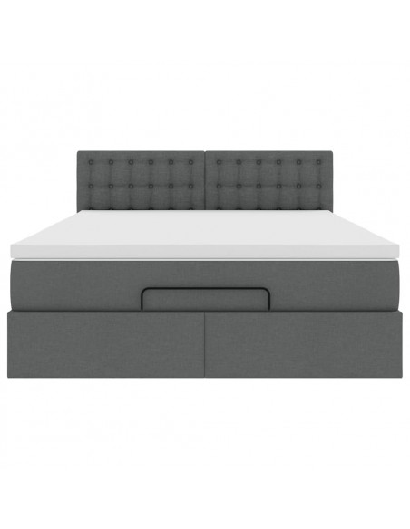 Pouf Letto con Materasso Grigio Scuro 140x190 cm in Tessuto